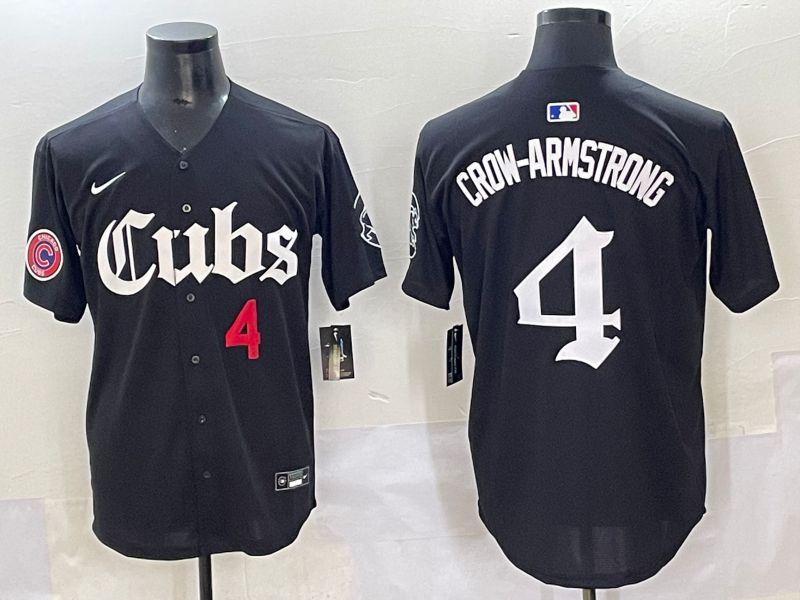 Men 2025 Chicago Cubs 4 Crow-Armstrong Black Five generations Joint Name Nike MLB Jersey style 9